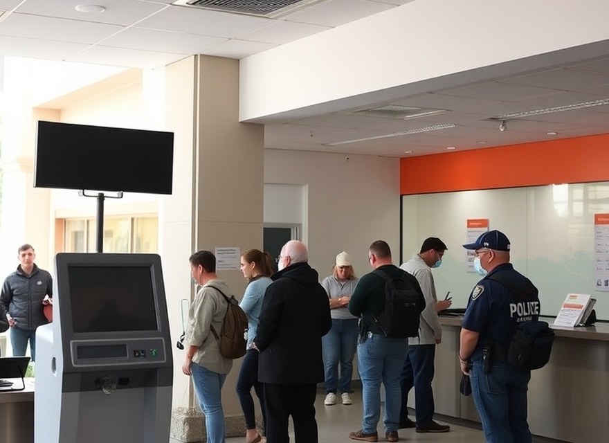 Antes — Terminal fuera de servicio en horario de alta demanda: la espera se traslada a la caja.